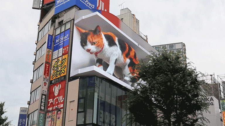 An Enormous 3D Calico Cat Greets Passersby at Tokyo’s Shinjuku Station