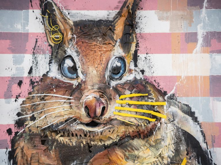 Bordalo II Combines Salvaged Neon Tubes, Industrial Materials, and Other Waste into Lively Trash Animals in a New Retrospective